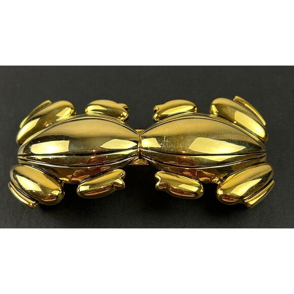 Vintage Paquette Frog Interlocking Belt Buckle Gold Tone Signed main image 5